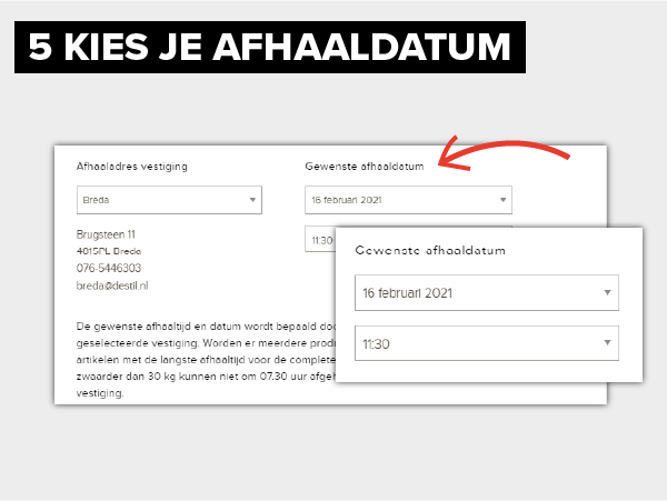 Kies je afhaalpunt en afhaaltijd