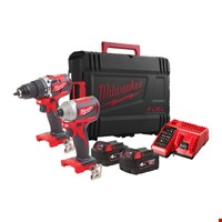 Milwaukee accu combiset - slagboren/slagschroeven - M18 CBLPP2A-402C - 18V - 2x4.0Ah accu en snellader - in transportkoffer