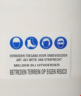 PBM bouwplaats informatiebord - 60 x 80 cm - kunststof - wit