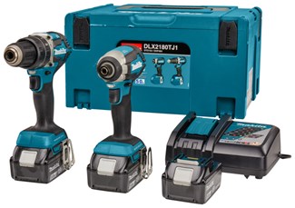 Makita combiset (klop)boren/(slag)schroeven - DLX2180TJ1 - 18 V - 3x5,0 Ah accu en snellader - in Mbox