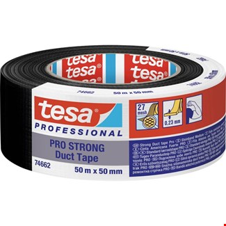 Tesa ducttape - PRO STRONG 74662 - 50mm x 50m - zwart