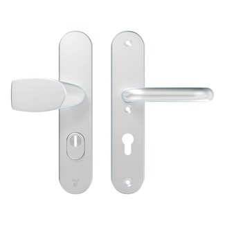 AXA veiligheidsbeslag knopkruk/kruk - SKG*** met kerntrekbeveiliging - Oval Plus kruk Wing+U - PC72 - alu. F1 