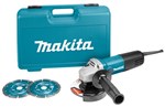 Makita haakse slijper 230V - 9558HNRGK2 - 840W - ∅125mm - met vastzetschakelaar en accessoireset - in koffer