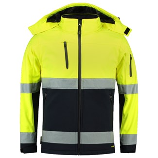 Tricorp softshell jack - Bi-color - Safety - 403007 - fluor geel/marine blauw - maat 3XL