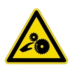 Brady waarschuwingssticker [3x] -  driehoek 10 cm - draaiendelen - 800241