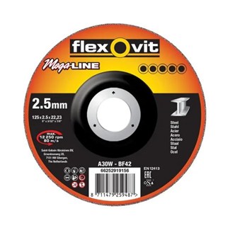 Flexovit doorslijpschijf voor staal - Mega-Line - 125 x 2.5 x 22 mm - A 30 W-BF41