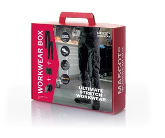 MASCOT Workerbox - 2 werkbroeken 17179-311-09 zwart + kniebeschermers + riem 