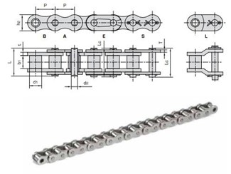 Donghua - Rollenketting - Onderhoudsvrij - SLR - Simplex - 1/2" - BS - 08B-1
