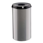afvalbak vlamdovend 50 liter alugrijs/zw
