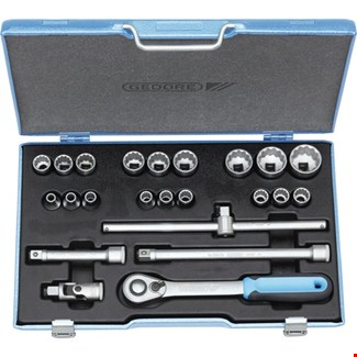 GEDORE dopsleutelset - 1/2" - 8-32mm - in stalen cassette - 23-delig