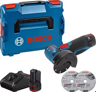 Bosch haakse accu slijpmachine - GWS 12V-76 - 12V - 2x2.0 Ah accu en snellader - in L-BOXX met acc.