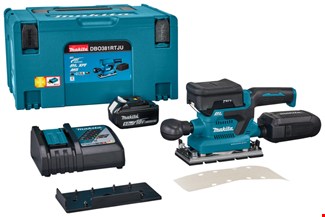 Makita vlakschuurmachine - DBO381RTJU - 18 V - 2x5,0 Ah accu, snellader en AWS zender - in Mbox