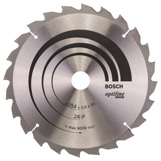 Bosch cirkelzaagblad - OPTILINE WOOD - Ø254/2mm - 30mm - 24 TPI