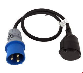 Qwatt Pro verloopsnoer stekker naar contrastekker randaarde - 3x2,5 mm² H07RN-F - 1 m 