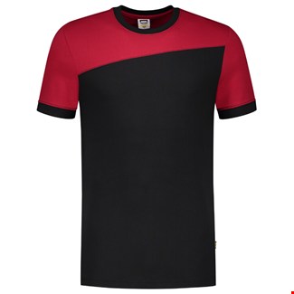 Tricorp 102006 T-shirt bicolor Naden - zwart/rood - maat M