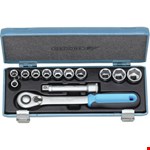 GEDORE dopsleutelset - 1/2" - 10-24mm - 6-kant - in stalen cassette - 13-delig