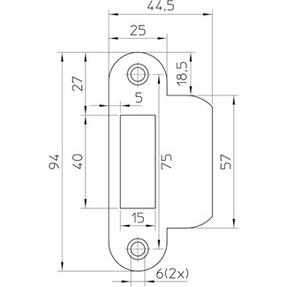 Nemef sluitplaat pa635/17 RVS afgerond korte lip