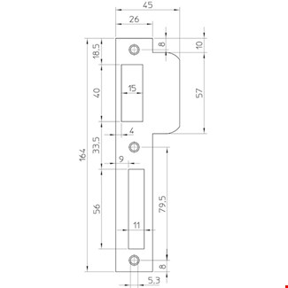 Nemef sluitplaat - P8691/12 - tbv 8691 - draairichting 2-4 - korte lip