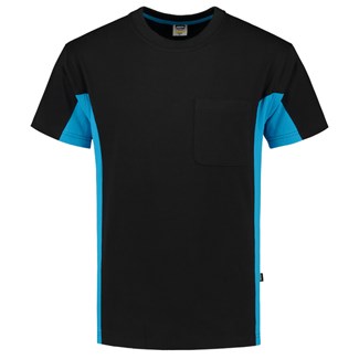 Tricorp T-shirt Bi-Color - Workwear - 102002 - zwart/turquoise - maat M