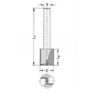 JSO-TR groeffrees HW - 14mm snijlengte 30 totale lgt 90 s8 - 24243-5-14030