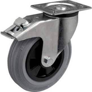 Colson zwenkwiel rubber met rem 200 mm - 200kg 