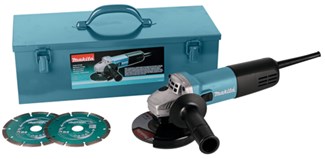 Makita haakse slijper 230V - 9558HNRGK3 - 840W - ∅125mm - met vastzetschakelaar - met accessoires - in stalen koffer