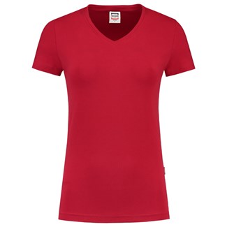 Tricorp dames T-shirt V-hals 190 grams - Casual - 101008 - rood - maat 3XL