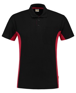 Tricorp Workwear 202002 Bi-Color unisex poloshirt Zwart Rood S