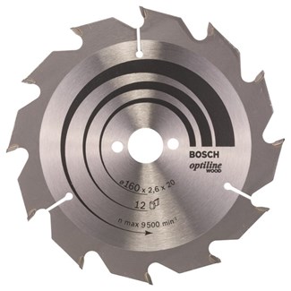 Bosch cirkelzaagblad - Optiline Wood - 160 x 20/16 x 2,6 mm - 12 tands wz