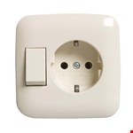 Busch-Jaeger combi inbouw wandcontactdoos - randaarde - 4045057 - crèmewit