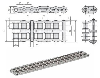 Donghua - Rollenketting - Onderhoudsvrij - SLR - Duplex - 3/4" - BS - 12B-2